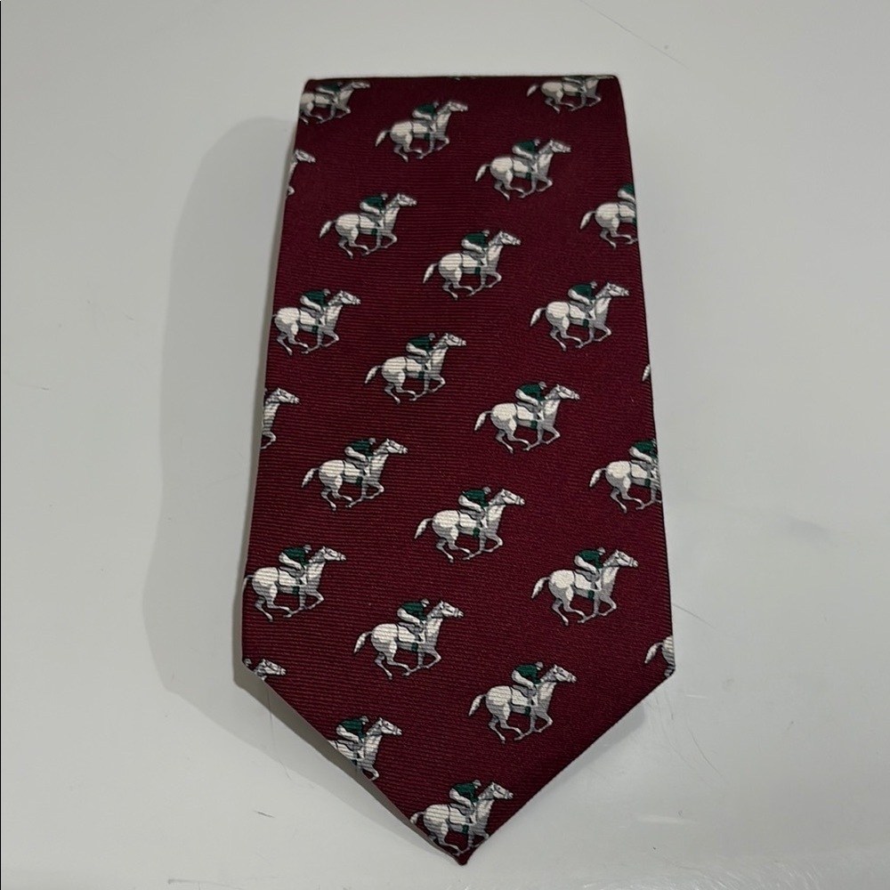 Polo Ralph Lauren Vintage Derby 100% Silk Tie—GREAT!! Horses, racers—Excl. Cond!